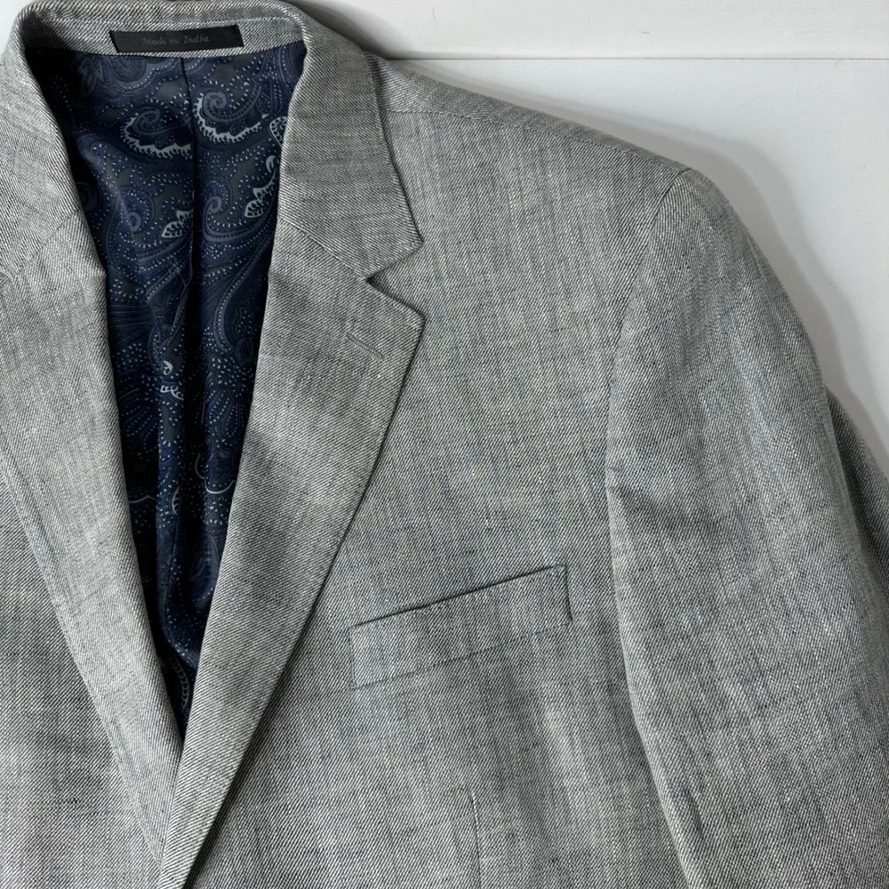 Michael Kors 100% Linen Blazer Gray Sport Coat Suit Jacket 2 Button Mens 42R